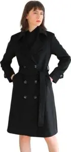 ACECOZY Women's Superior 100% Wool Trench Coat, Classy Long Wool Coat with Belt